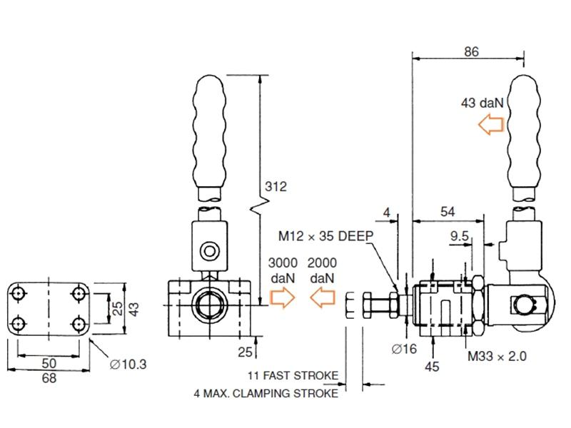 CP3000L Long Handle Cam Push Heavy Duty Cam Clamps Manual Toggle